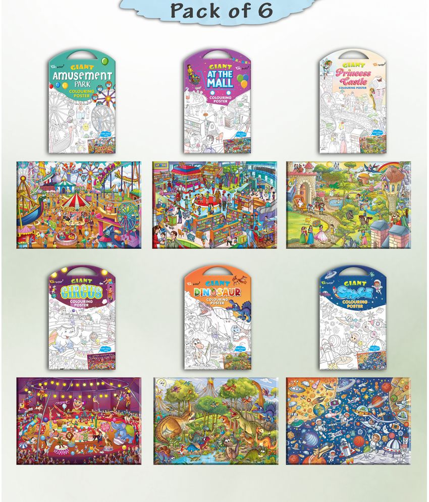     			GIANT AT THE MALL COLOURING , GIANT PRINCESS CASTLE COLOURING , GIANT CIRCUS COLOURING , GIANT DINOSAUR COLOURING , GIANT AMUSEMENT PARK COLOURING  and GIANT SPACE COLOURING  | Combo pack of 6 s I Coloring  value pack