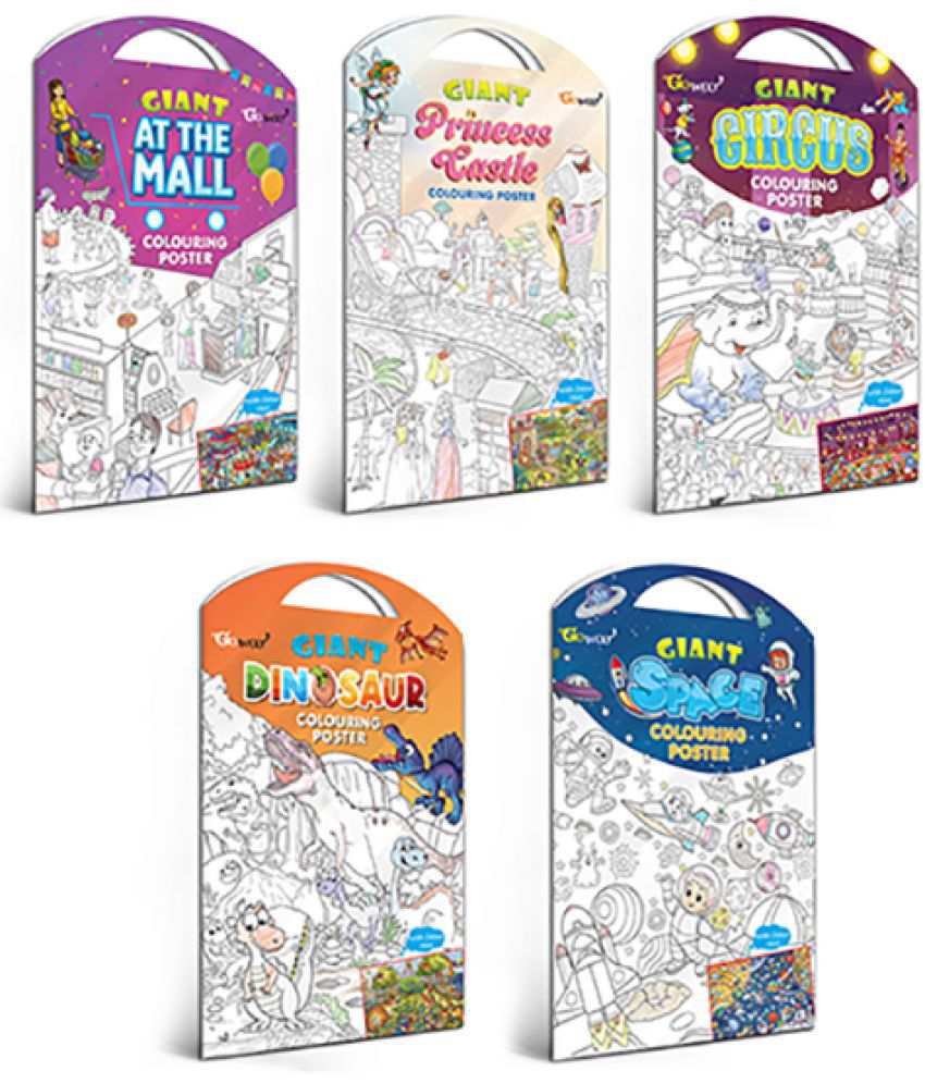     			GIANT AT THE MALL COLOURING POSTER, GIANT PRINCESS CASTLE COLOURING POSTER, GIANT CIRCUS COLOURING POSTER, GIANT DINOSAUR COLOURING POSTER and GIANT SPACE COLOURING POSTER | Combo of 5 Posters I large colouring posters for adults