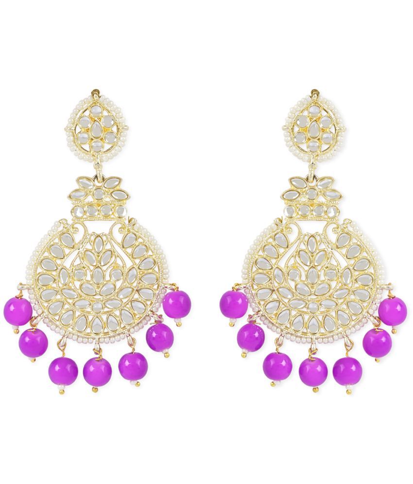     			I Jewels - Purple Danglers Earrings ( Pack of 1 )