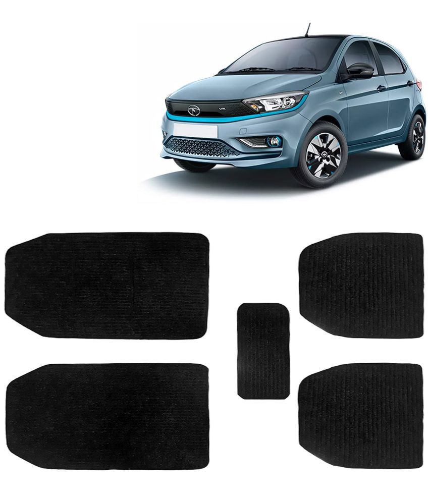    			Kingsway Carpet Style Universal Car Mats for Tata Tiago EV, 2023 Onwards Model, Black Color Anti Slip Car Floor Foot Mats, Complete Set of 5 Piece, Premium Series