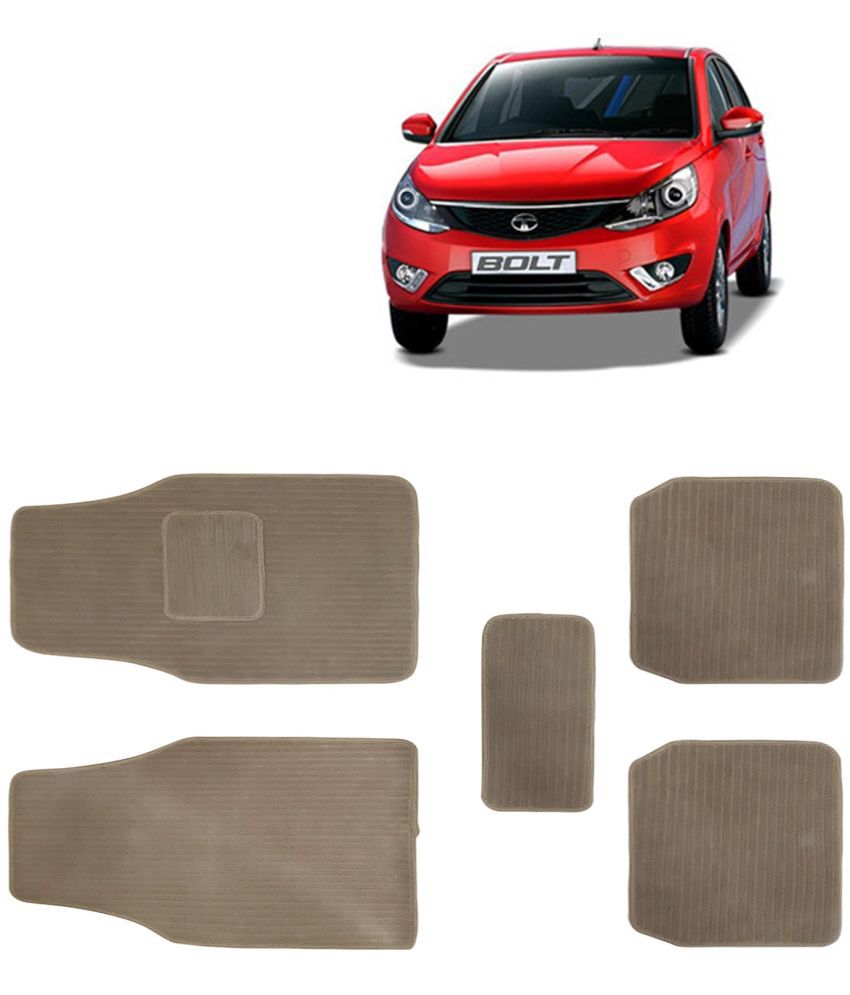     			Kingsway Carpet Style Universal Car Mats for Tata Bolt, 2014 Onwards Model, Beige Color Anti Slip Car Floor Foot Mats, Complete Set of 5 Piece, Premium Series