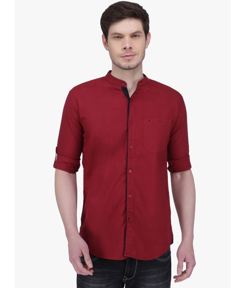     			Kuons Avenue - Maroon Linen Slim Fit Men's Casual Shirt ( Pack of 1 )