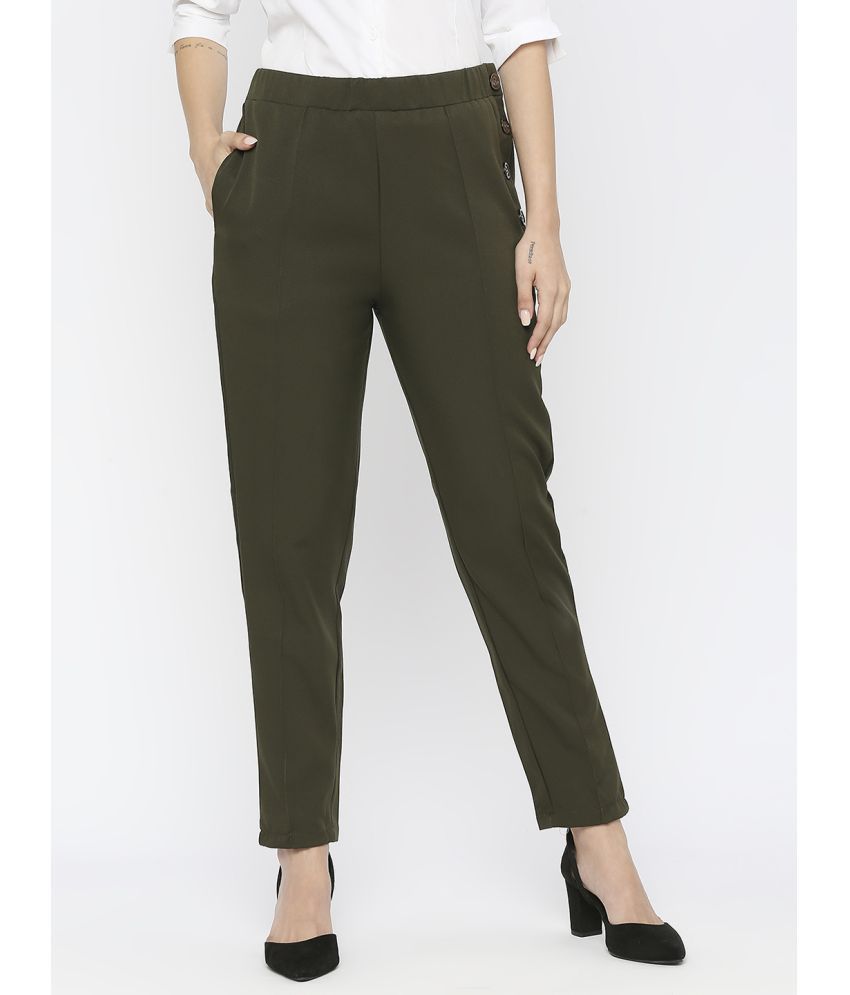     			Smarty Pants - Olive Cotton Regular Women's Formal Pants ( Pack of 1 )