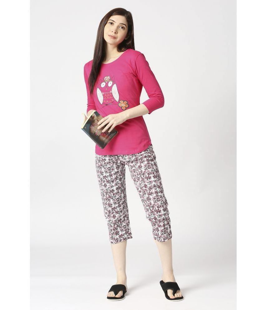     			Zebu - Pink Cotton Women's Nightwear Nightsuit Sets ( Pack of 1 )
