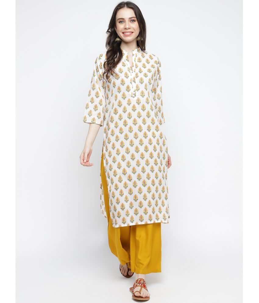     			Anaiah - White Cotton Women's Straight Kurti ( Pack of 1 )