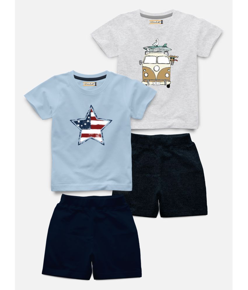     			HELLCAT - Blue Cotton Blend Baby Boy T-Shirt & Shorts ( Pack of 2 )