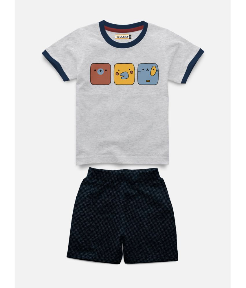     			HELLCAT Pack of 1 Boys Cotton Blend T-Shirt & Shorts ( Grey Melange )