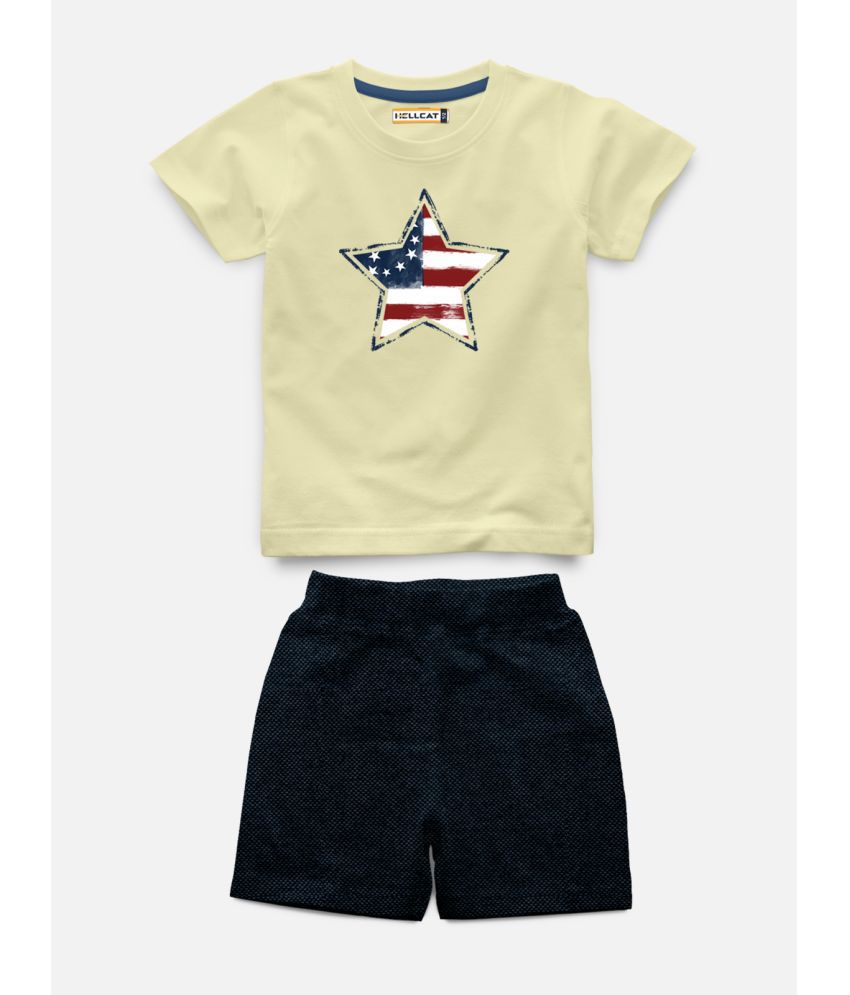     			HELLCAT - Yellow Cotton Blend Boys T-Shirt & Shorts ( Pack of 1 )