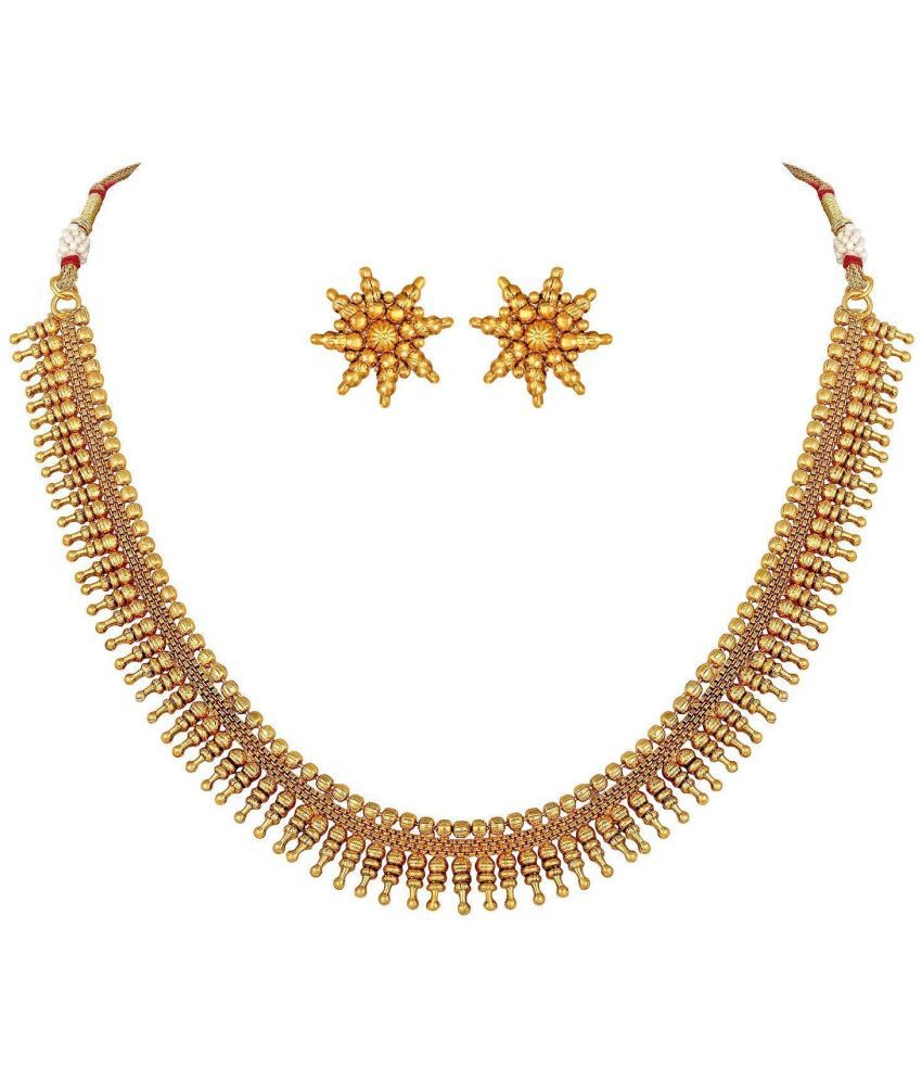     			I Jewels - Golden Alloy Necklace Set ( Pack of 1 )