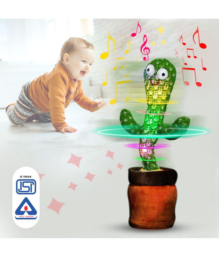     			NHR Rechargable Dancing Cactus Plush Toy with Singing, Lighting & Recording Function  (Multicolor)