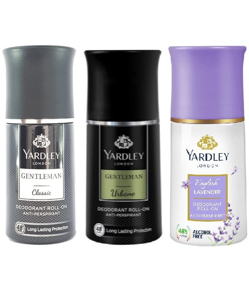     			Yardley London - CLASSIC ,URBAN &ENGLISH LAVENDER Deodorant Spray for Men,Women 150 ml ( Pack of 3 )