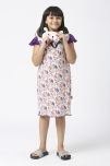 Sini Mini Cotton A-line Dress For Girls ( Pack of 1 , Purple )