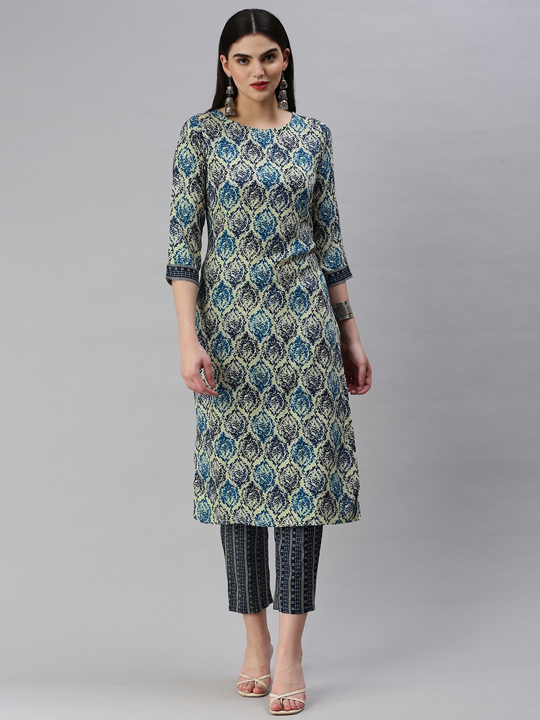     			Hritika - Blue Straight Viscose Women's Stitched Salwar Suit ( Pack of 1 )