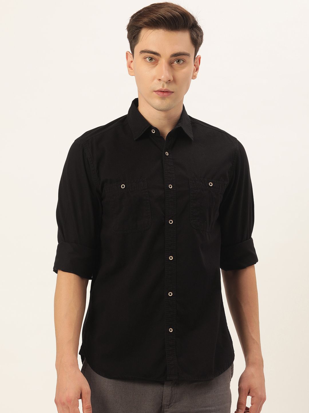 IVOC - Black 100% Cotton Regular Fit Men's Casual Shirt ( Pack of 1 )