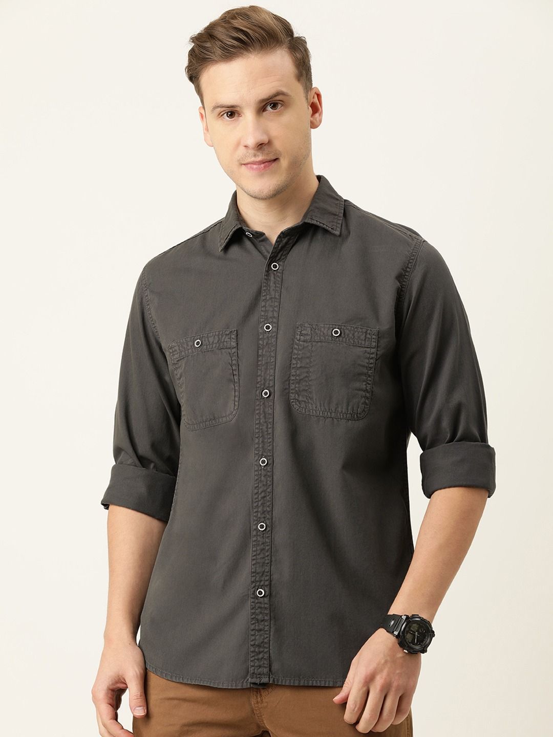     			IVOC Regular Fit Solid Pure Cotton Casual Shirt