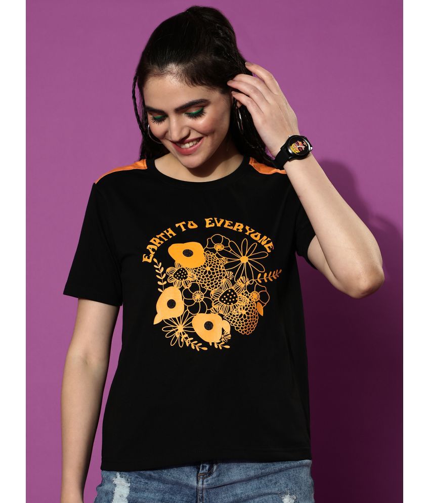    			JUNEBERRY - Black Cotton Loose Fit Women's Holi T-Shirt  ( Pack of 1 )