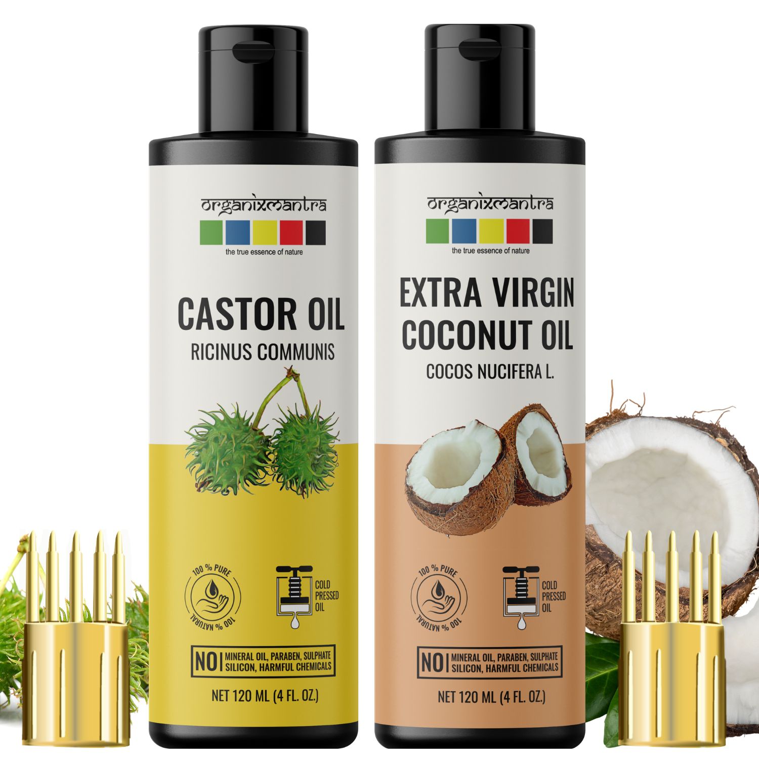     			Organix Mantra Extra Virgin Coconut Oil, Castor Oil, Cold Pressed Organic Oil, 120ML x 2