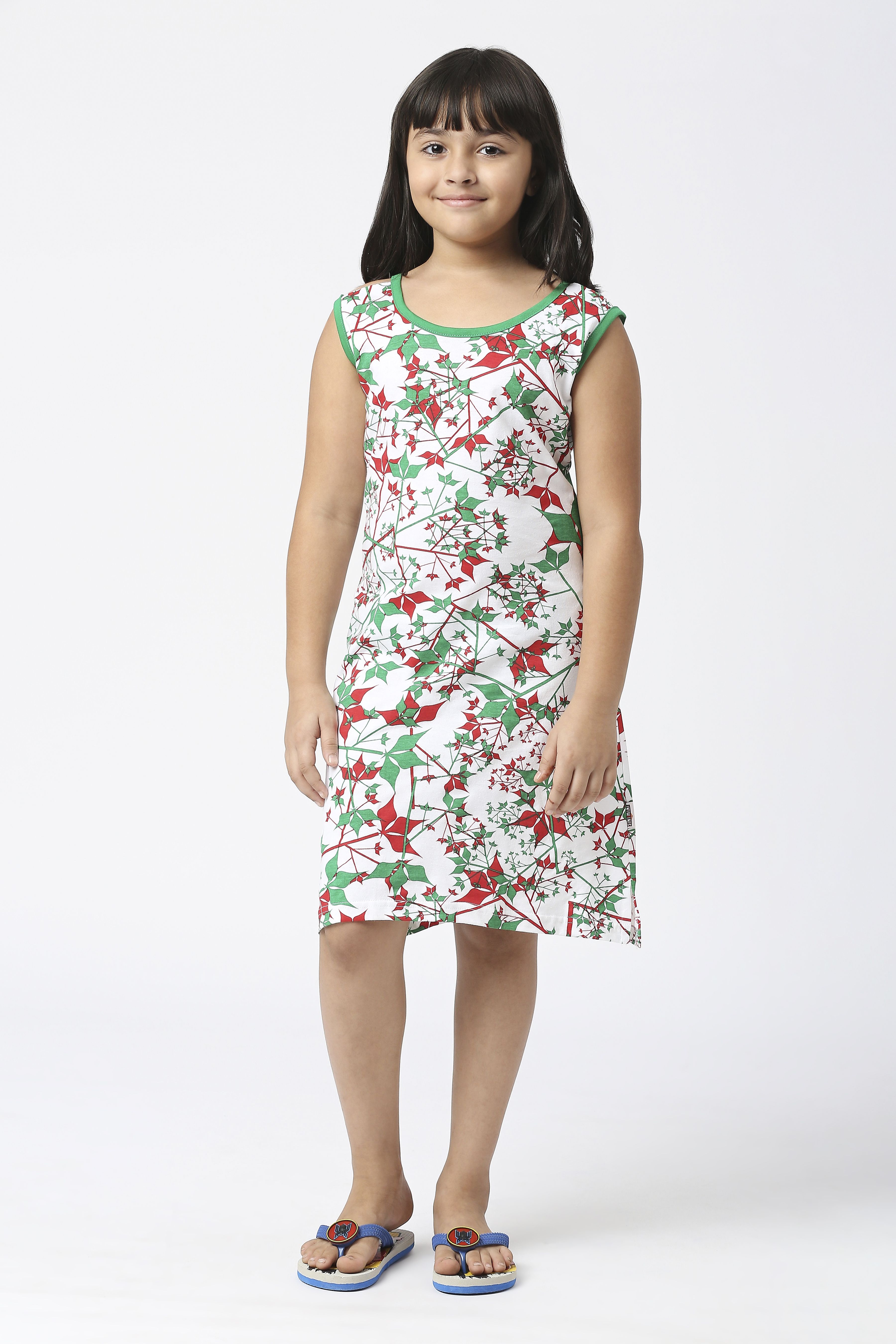     			Sini Mini - Green Cotton Girls A-line Dress ( Pack of 1 )