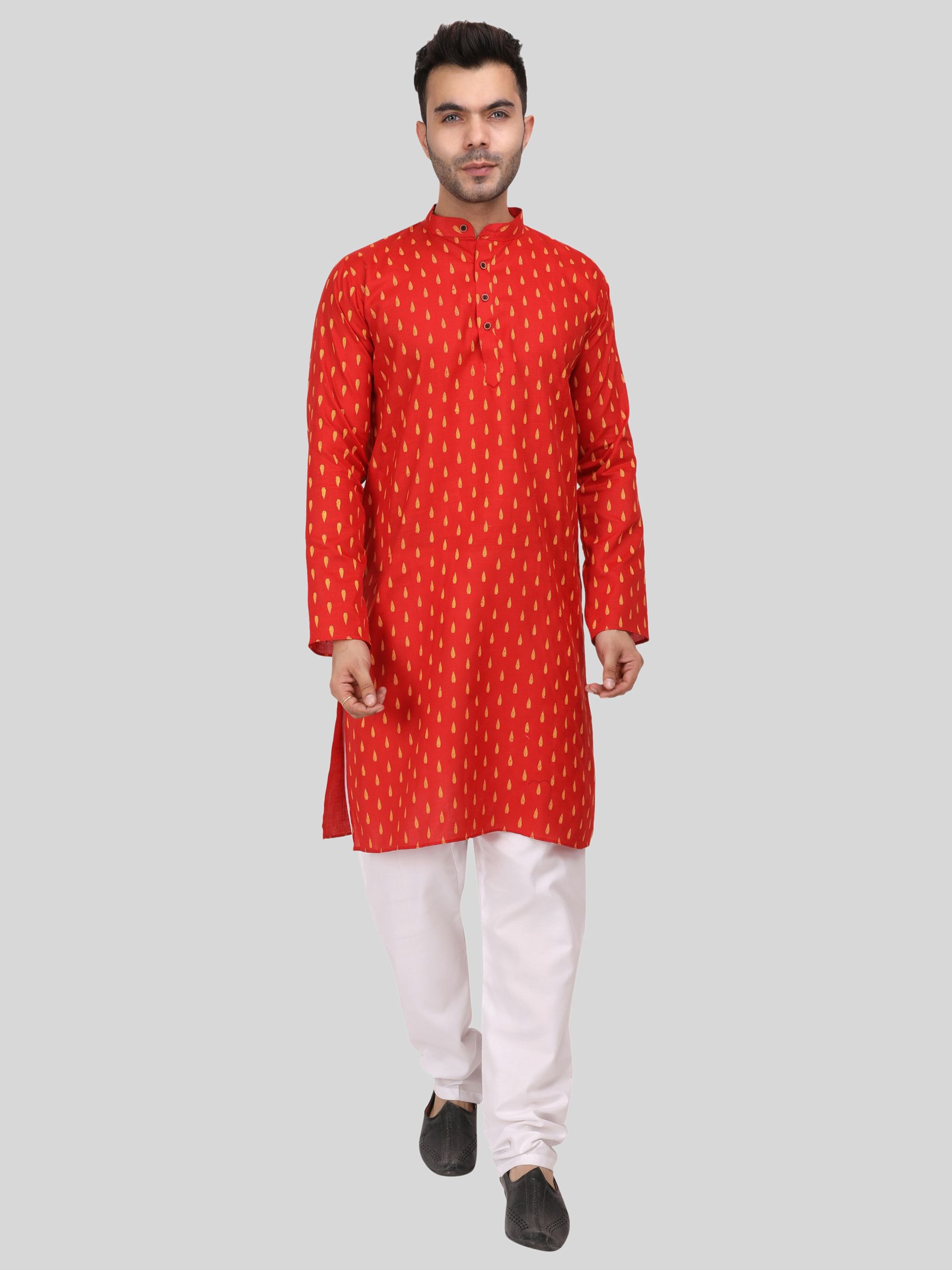     			Digimart - Red Cotton Blend Regular Fit Men's Kurta Pyjama Set ( Pack of 1 )