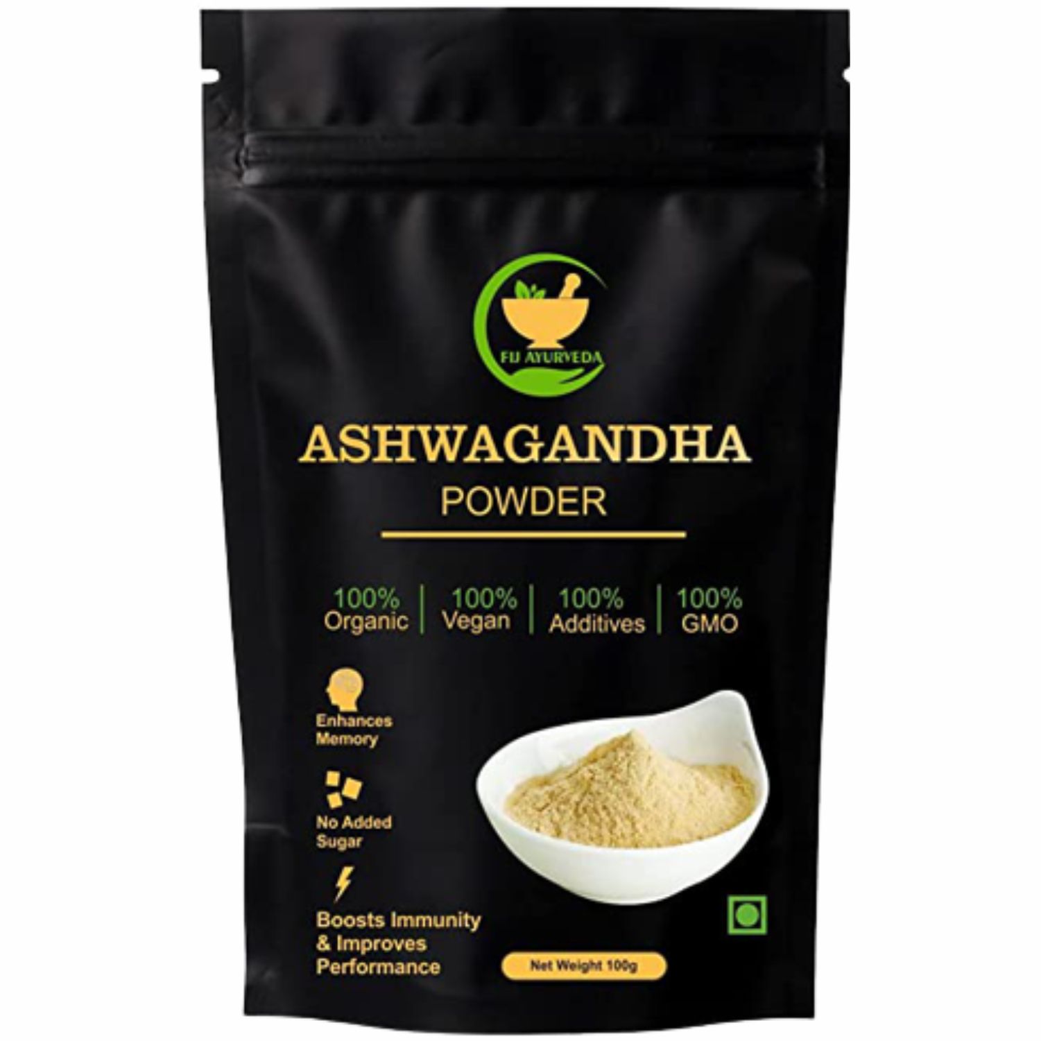     			FIJ AYURVEDA 100% Pure Ashwagandha Powder for Men & Women, 100 gm
