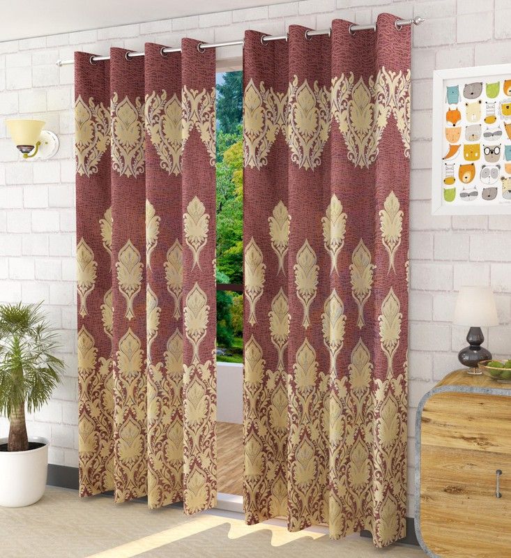     			FURNISHING HUT Ethnic Blackout Eyelet Curtain 5 ft ( Pack of 2 ) - Pink