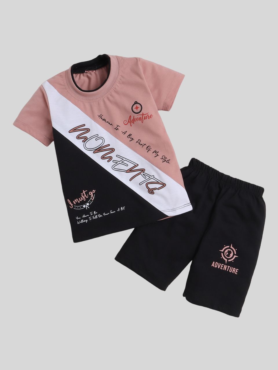     			Fourfolds - Pink Cotton Blend Boys T-Shirt & Shorts ( Pack of 1 )