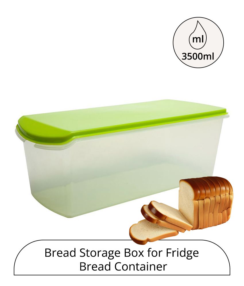    			HOMETALES - Bread Box Container Plastic Green Food Container ( Set of 1 )