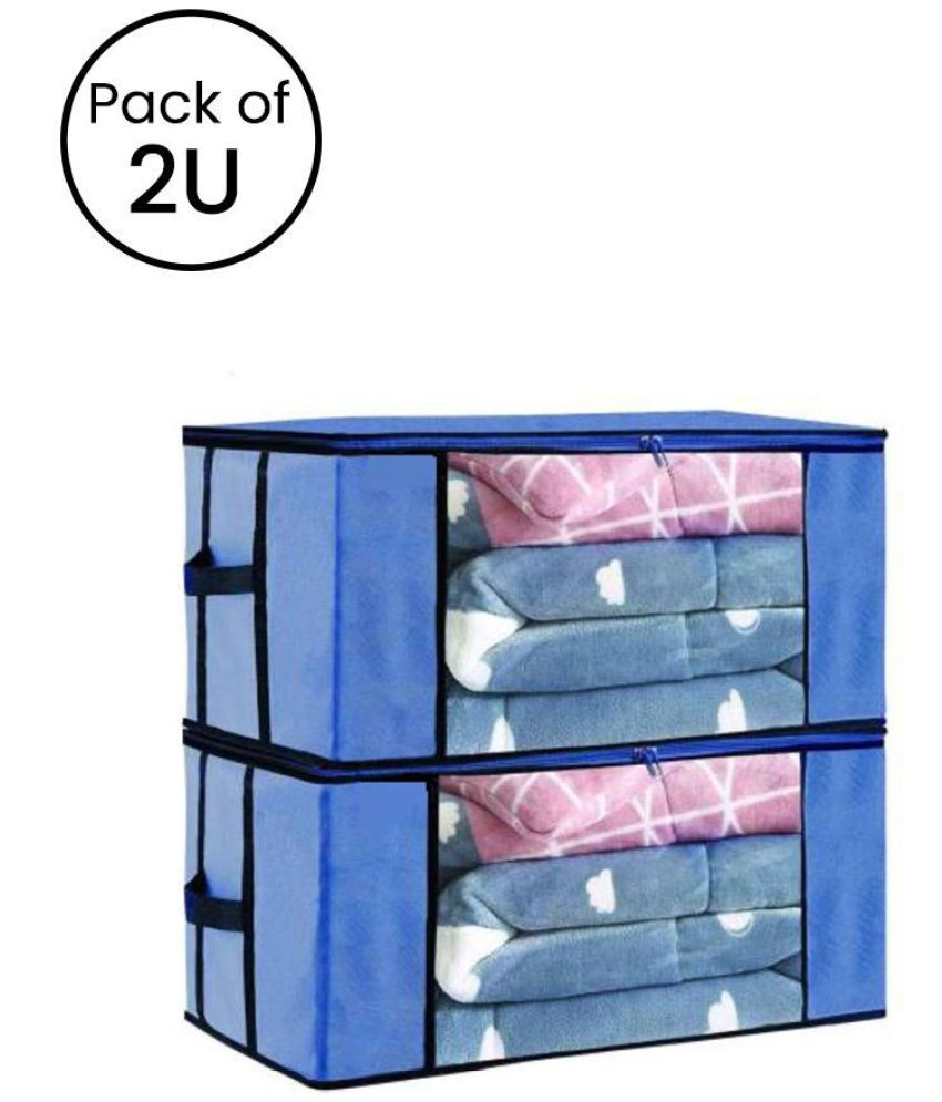     			Underbed Storage Bag, Storage Organizer, Blanket Cover with Front Handle (Pack of 2)