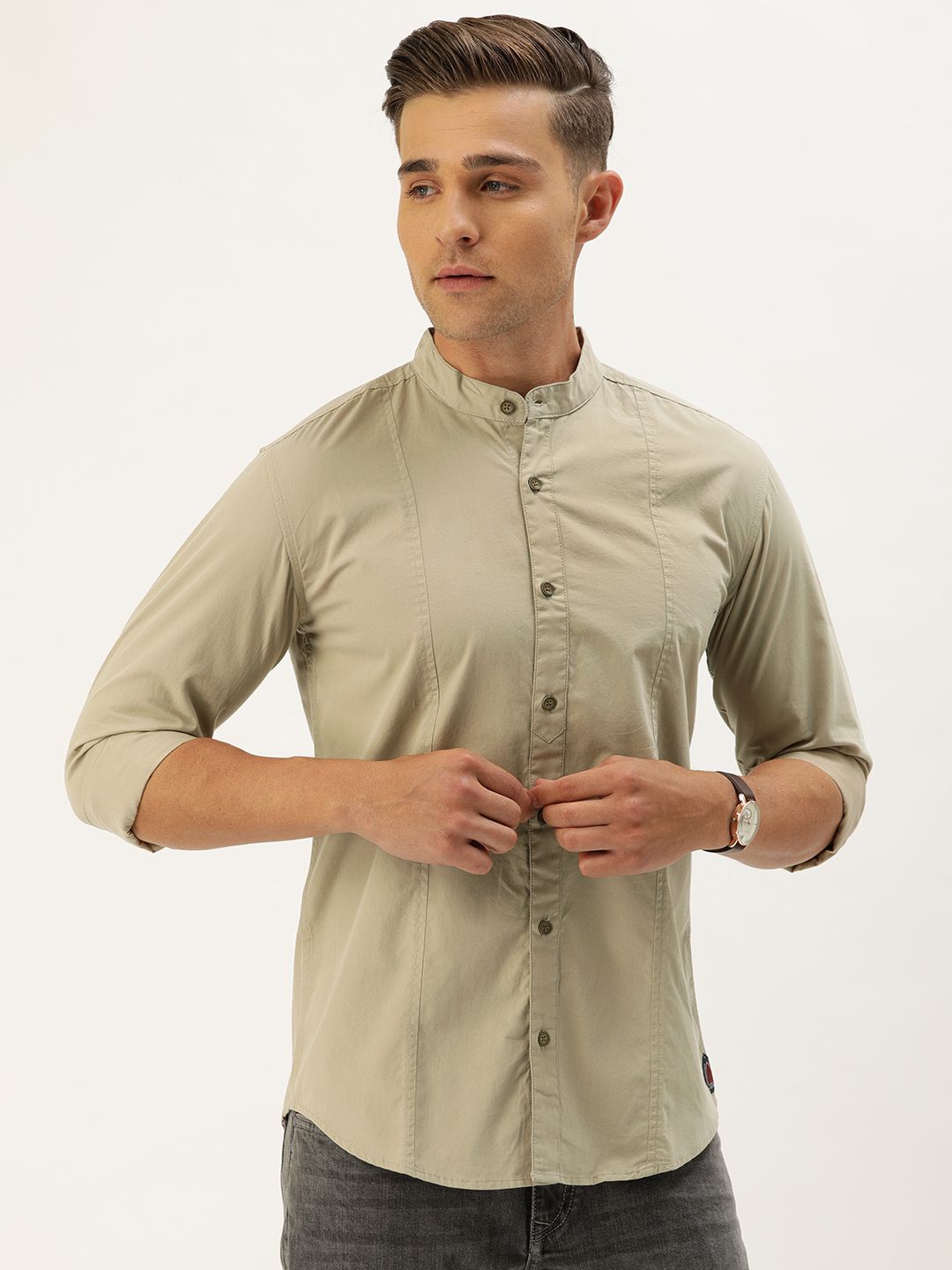     			IVOC - Beige 100% Cotton Slim Fit Men's Casual Shirt ( Pack of 1 )