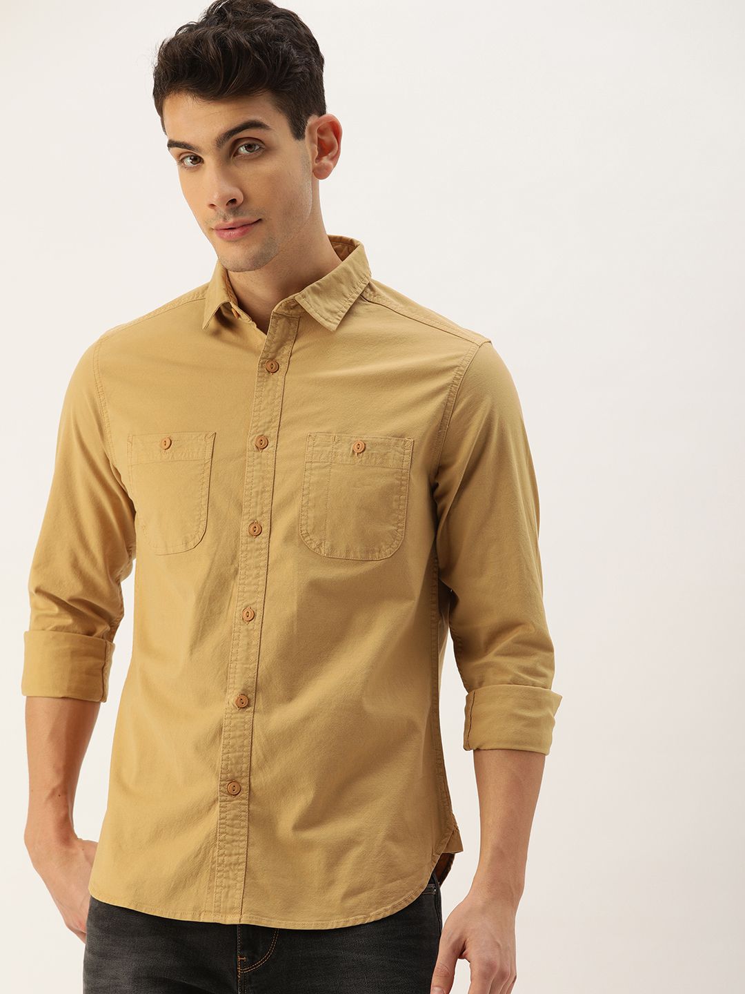 IVOC - Khaki 100% Cotton Regular Fit Men's Casual Shirt ( Pack of 1 )