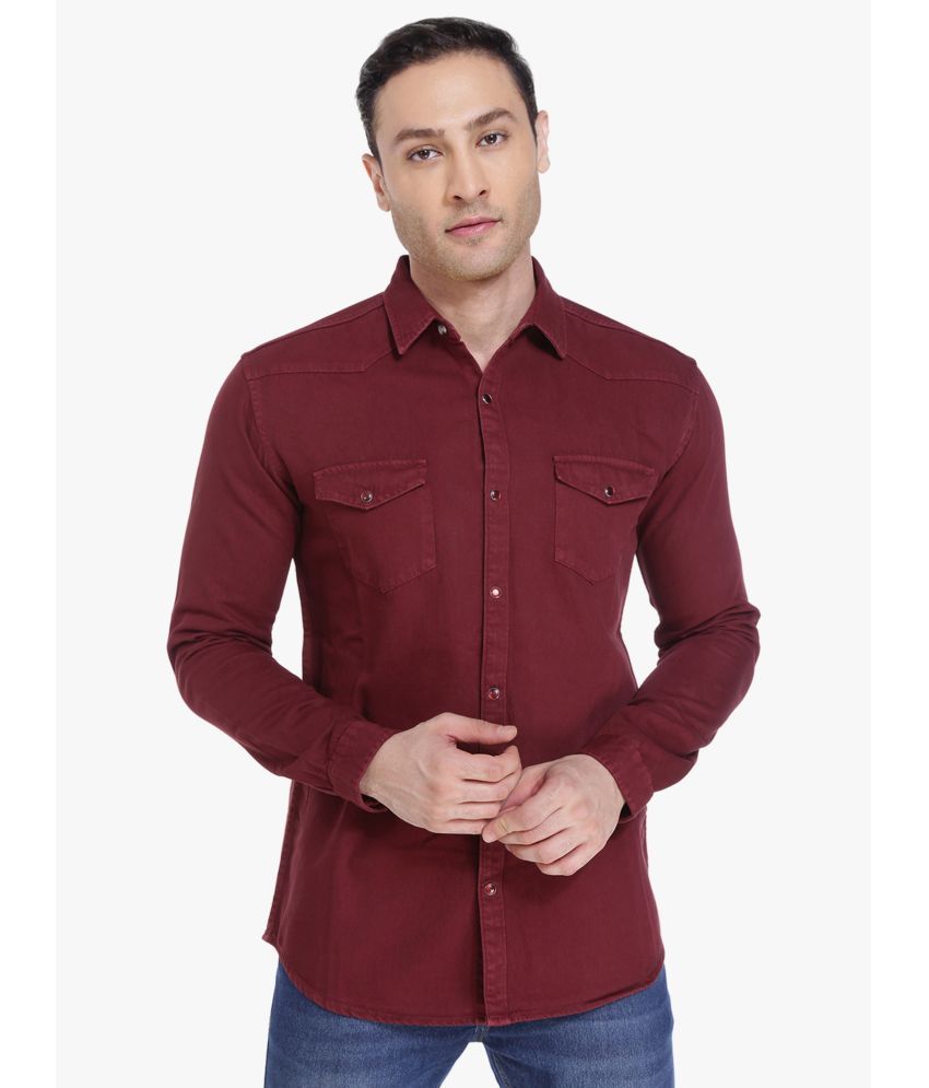     			Kuons Avenue - Burgundy Denim Slim Fit Men's Casual Shirt ( Pack of 1 )