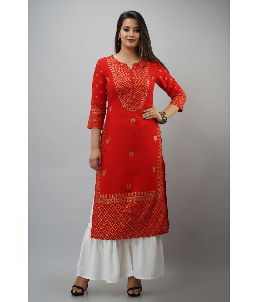     			MAUKA - Red Straight Rayon Women's Stitched Salwar Suit ( Pack of 1 )