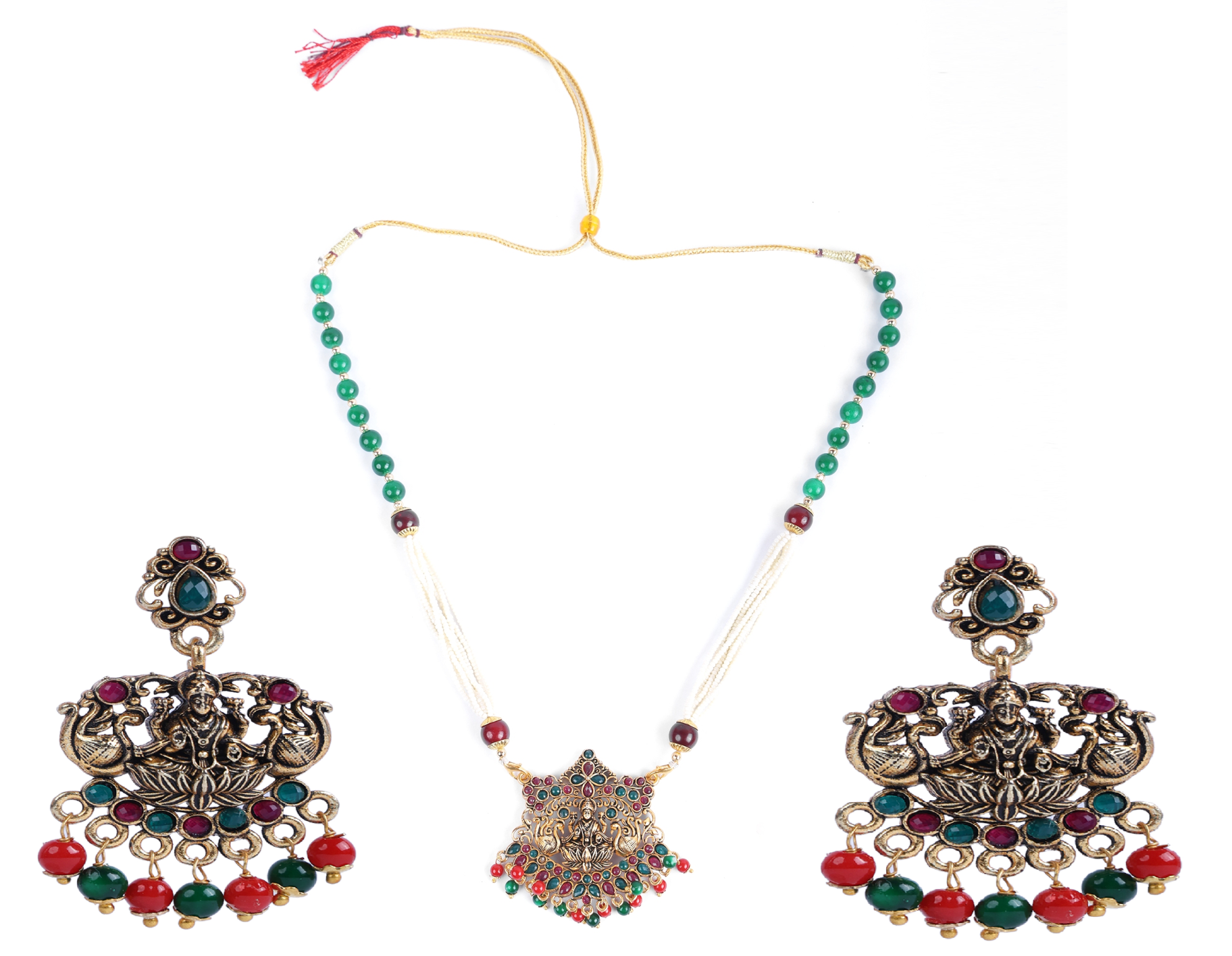     			PUJVI - Green Alloy Necklace Set ( Pack of 1 )