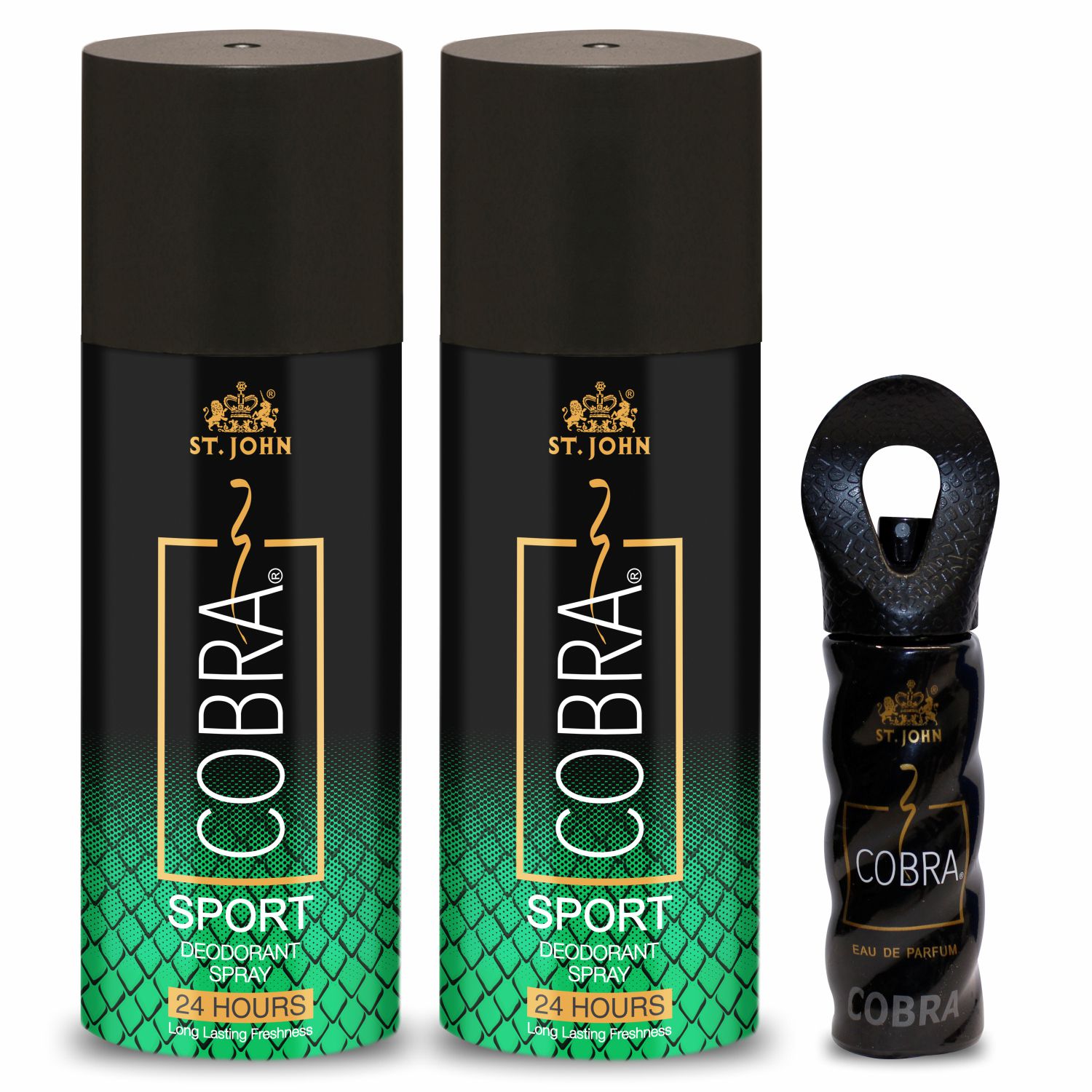     			St. John - Cobra Deo Cool & 15ml Perfume Pack of 3 Deodorant Spray & Perfume for Unisex 150 ml ( Pack of 3 )
