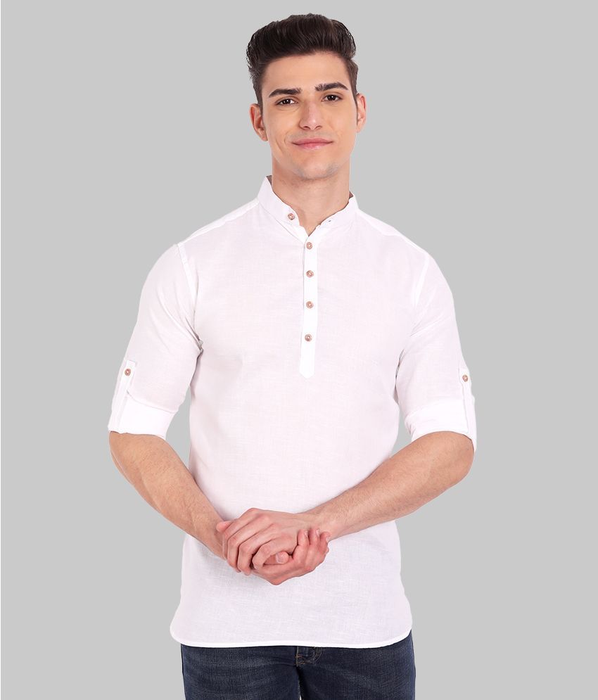     			Vida Loca - White Cotton Men's Shirt Style Kurta ( Pack of 1 )