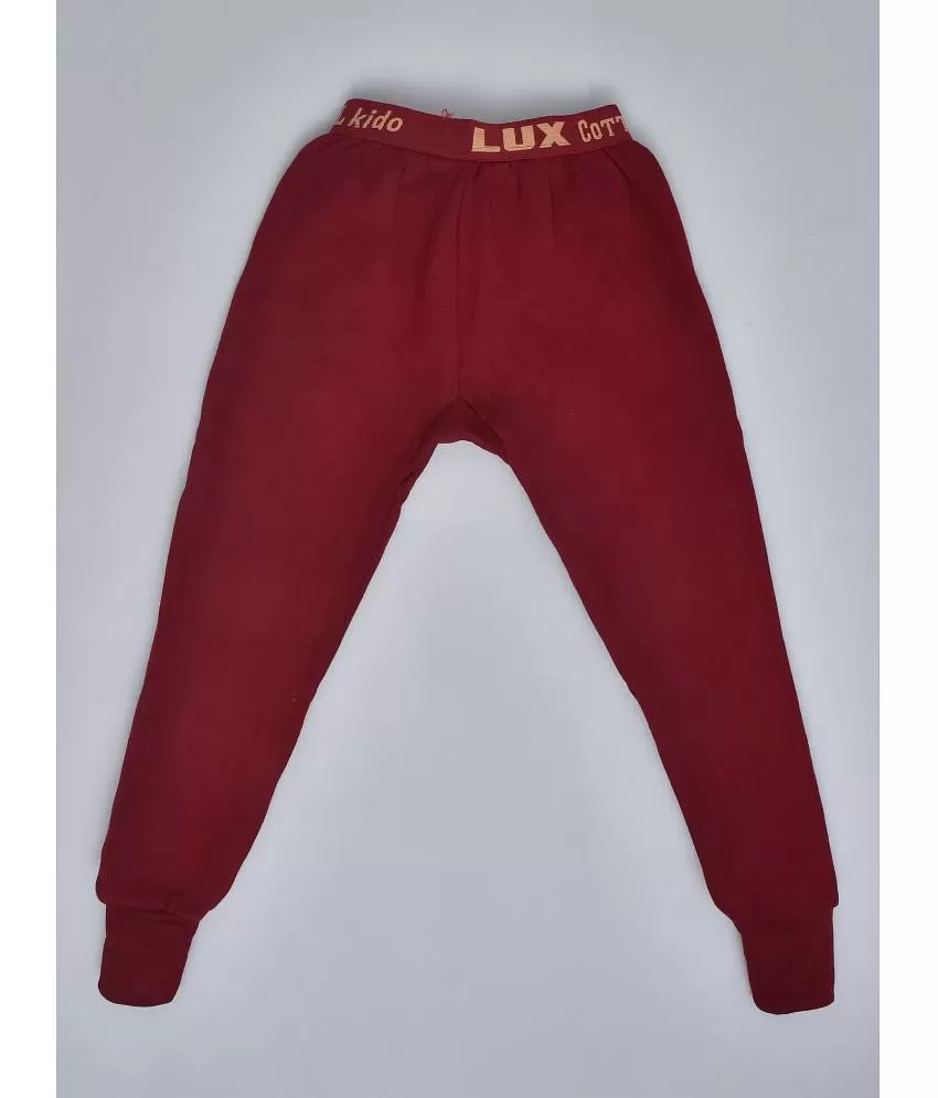 Buy Lux Cottswool Men's Cotton R-Neck Thermal Set (Black, S- 80CM) at