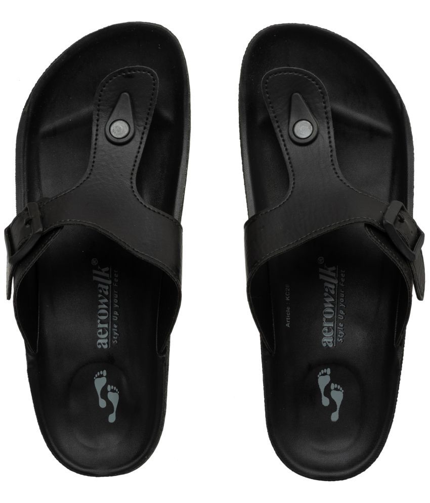     			Aerowalk Black Men's Leather Slipper