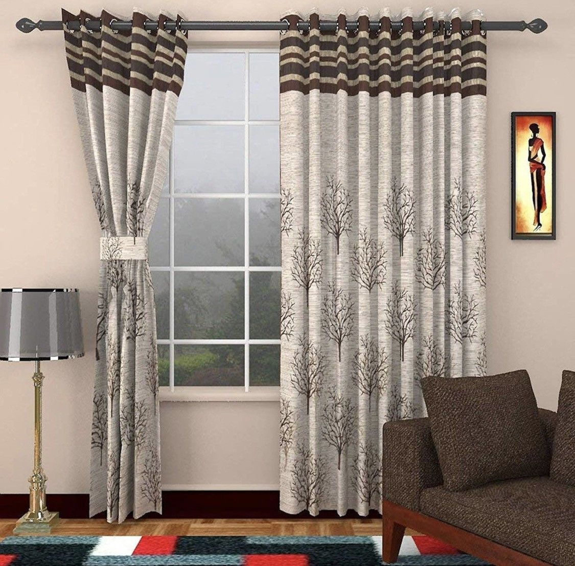     			FURNISHING HUT Nature Room Darkening Eyelet Curtain 7 ft ( Pack of 2 ) - Beige