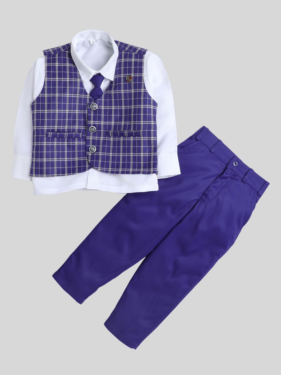     			Fourfolds - Blue Cotton Blend Boys Shirt & Pants ( Pack of 1 )