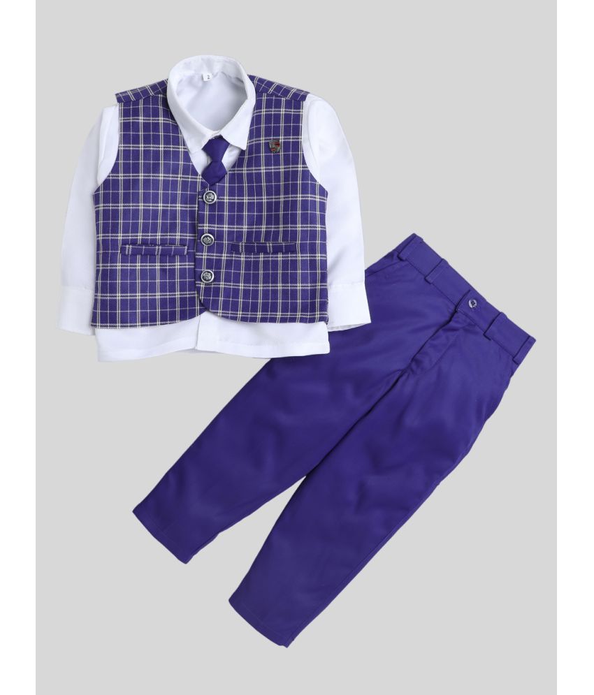     			Fourfolds Pack of 1 Boys Cotton Blend Shirt & Pants ( Blue )