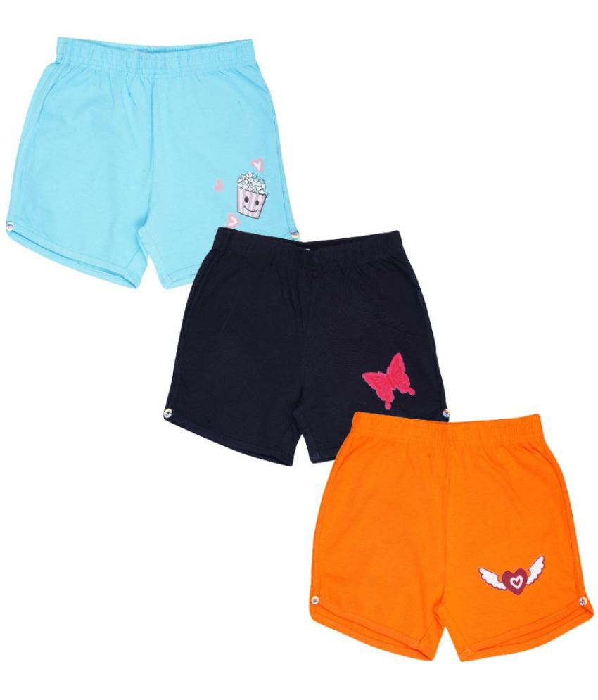     			Luke and Lilly - Multicolor Cotton Girls Cycling Shorts ( Pack of 3 )