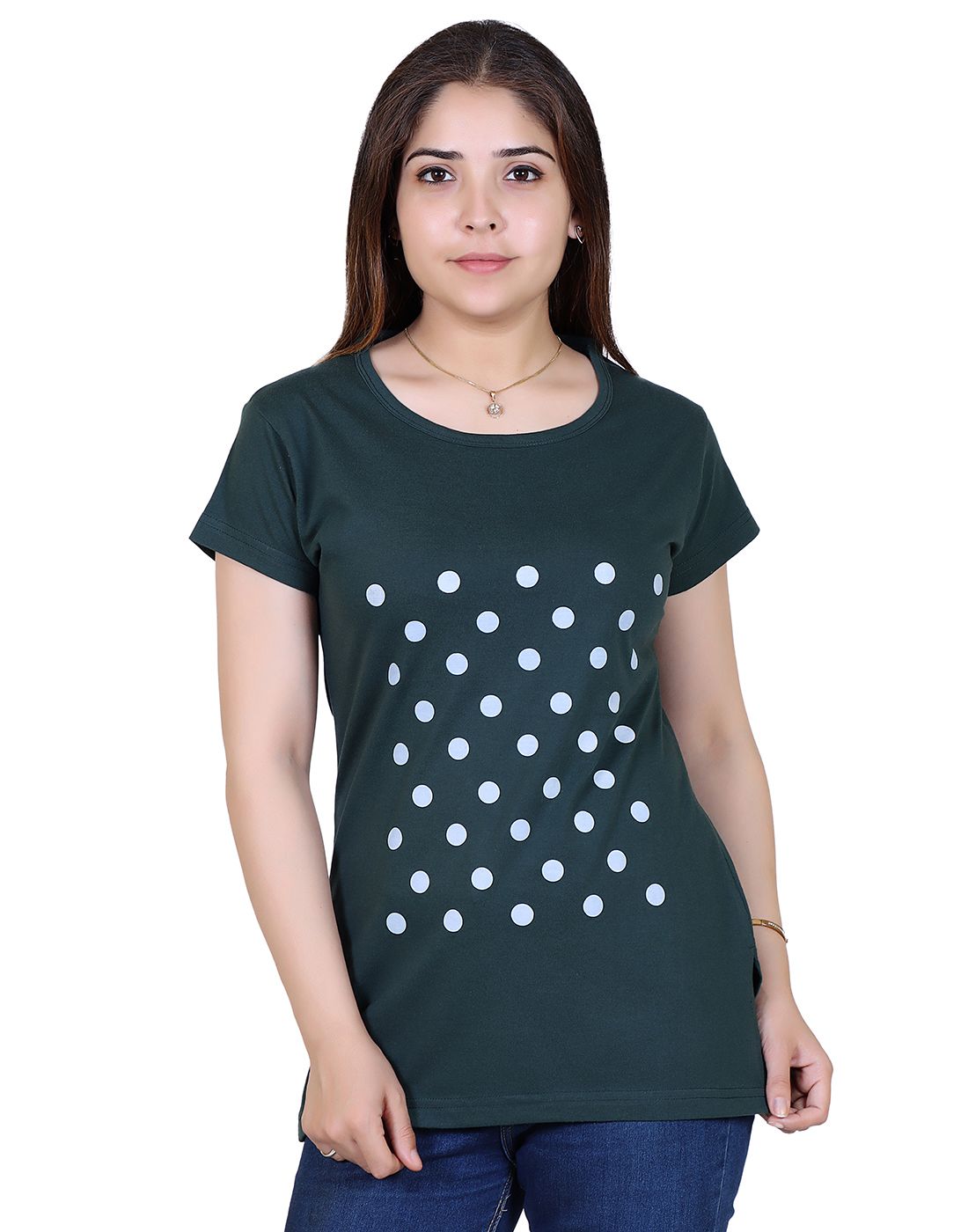     			Ogarti - Green Cotton Blend Regular Fit Women's T-Shirt ( Pack of 1 )