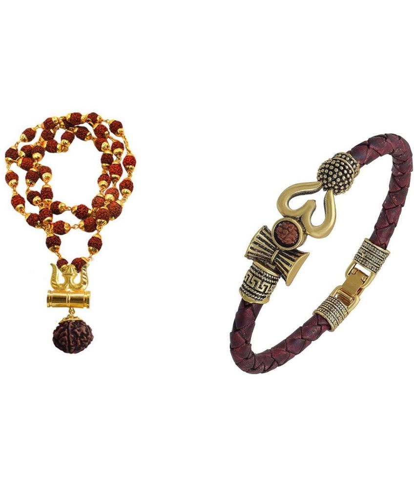     			Shri Astha Vinayak - Combo of Trishul Damru Rudraksha Mala With Trishul Damru Bracelet Kada