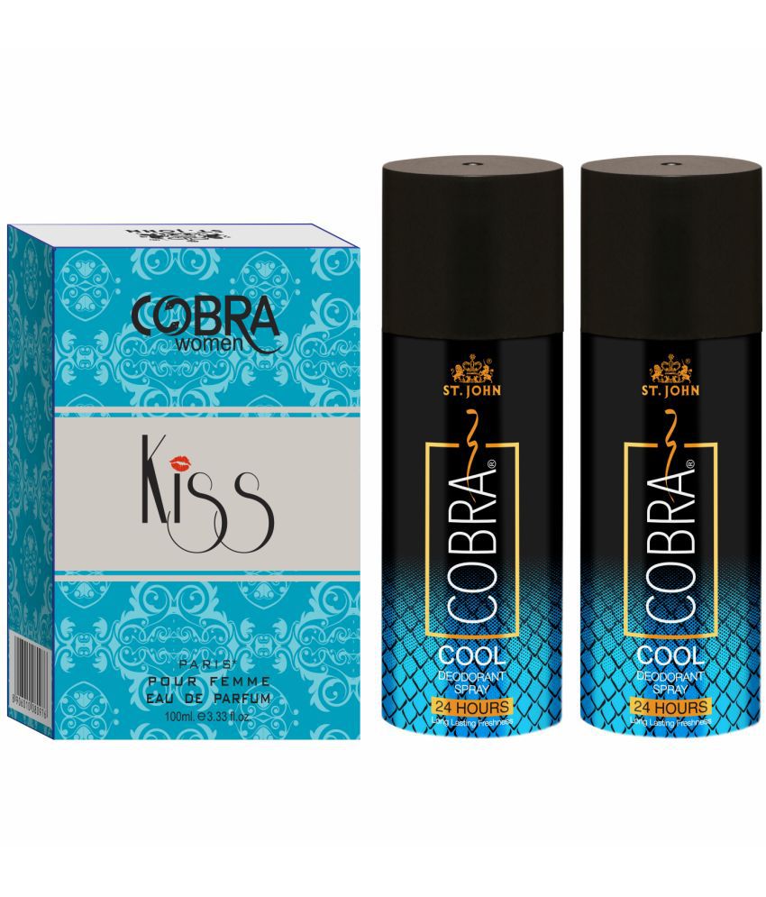     			St. John - Cobra  Cool 150ml *2 & Kiss 100ml Deodorant Spray & Perfume for Unisex 400 ml ( Pack of 3 )