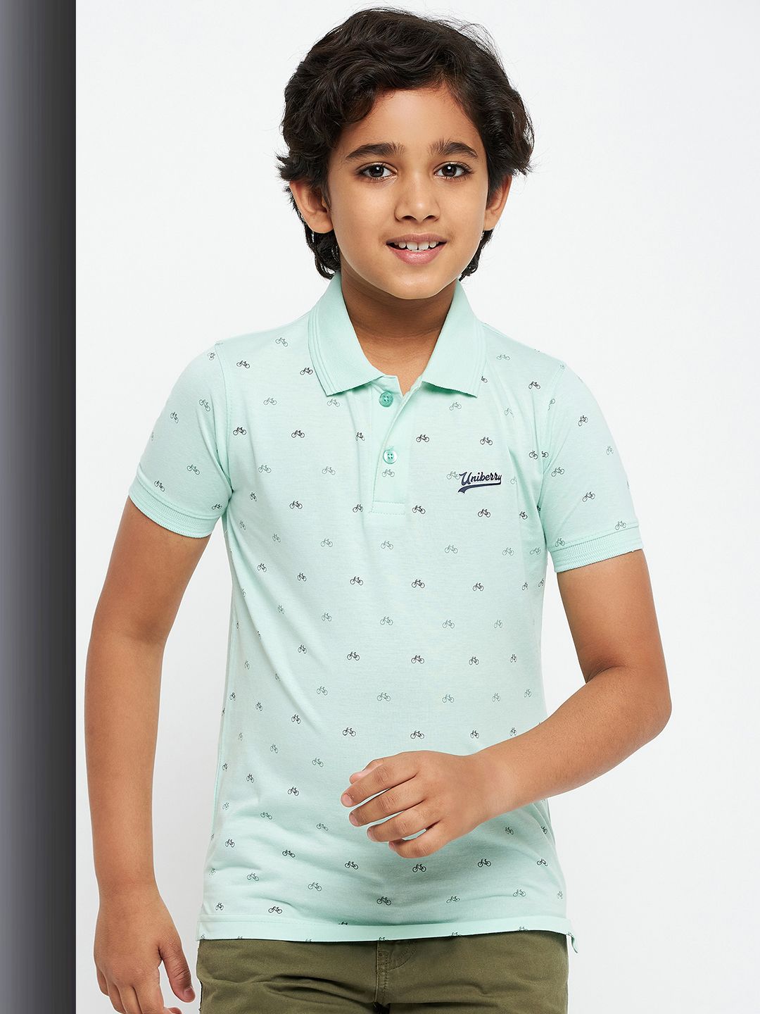     			UNIBERRY Pack of 1 Boys Cotton Blend Polo T-Shirt ( Mint Green )