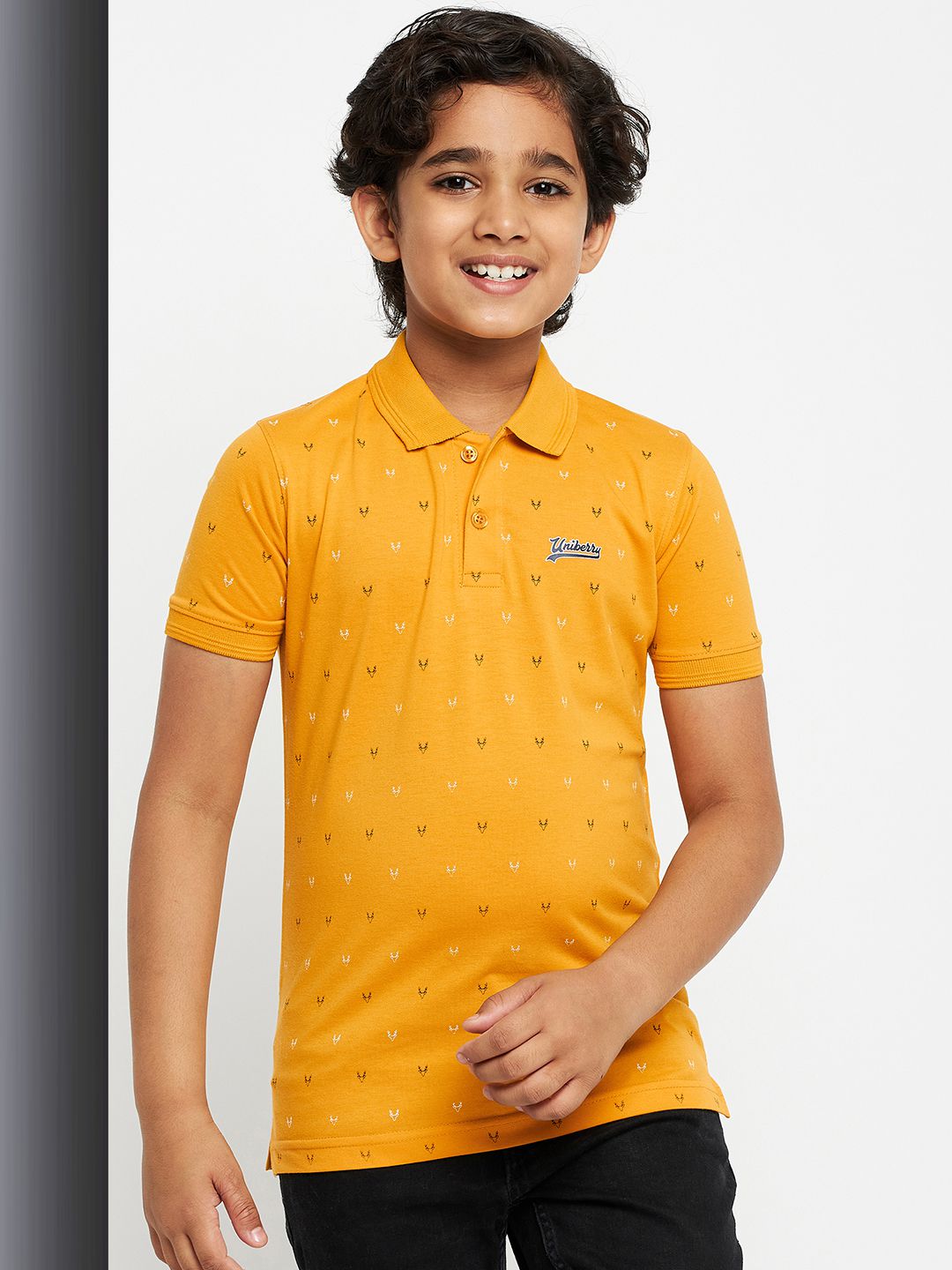     			UNIBERRY - Mustard Cotton Blend Boy's Polo T-Shirt ( Pack of 1 )