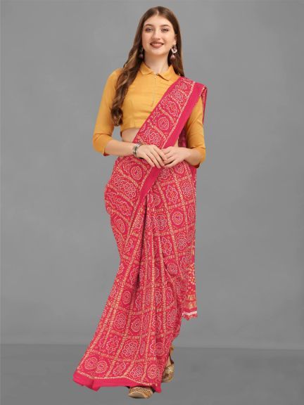     			Vichitro - Rani Georgette Saree With Blouse Piece ( Pack of 1 )