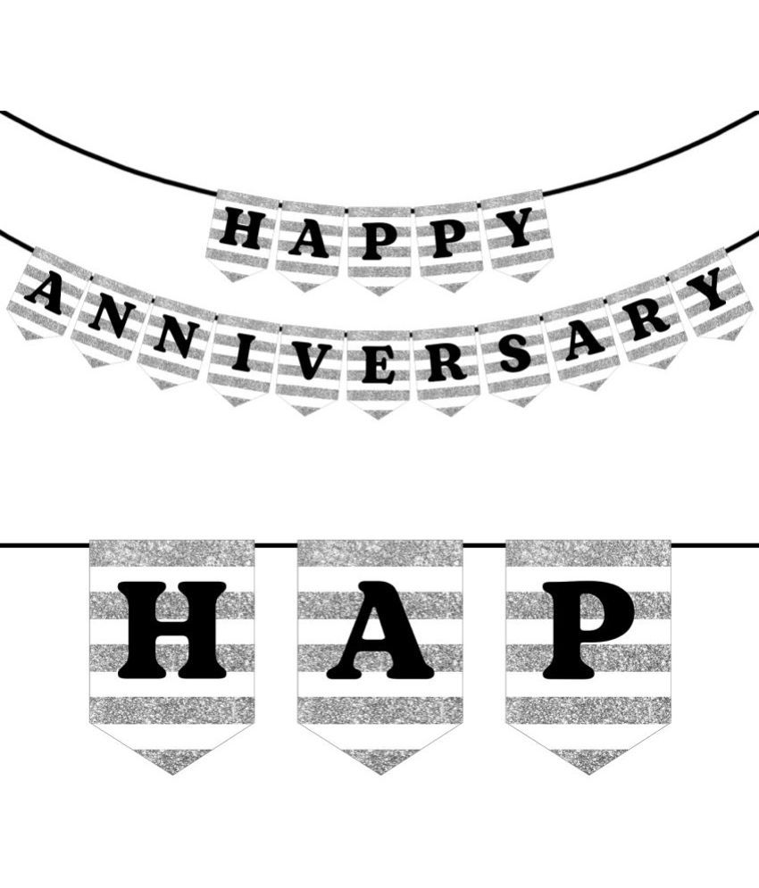     			Zyozi White And Silver Happy Anniversary Banner,Anniversary Decor,Anniversary Decoration for Anniversary Party,Wedding Anniversary Party,Sparkling Anniversary Banner