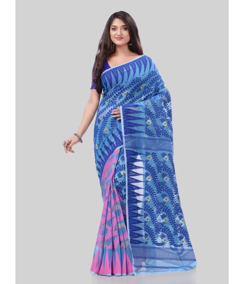     			Desh Bidesh - Blue Cotton Saree Without Blouse Piece ( Pack of 1 )