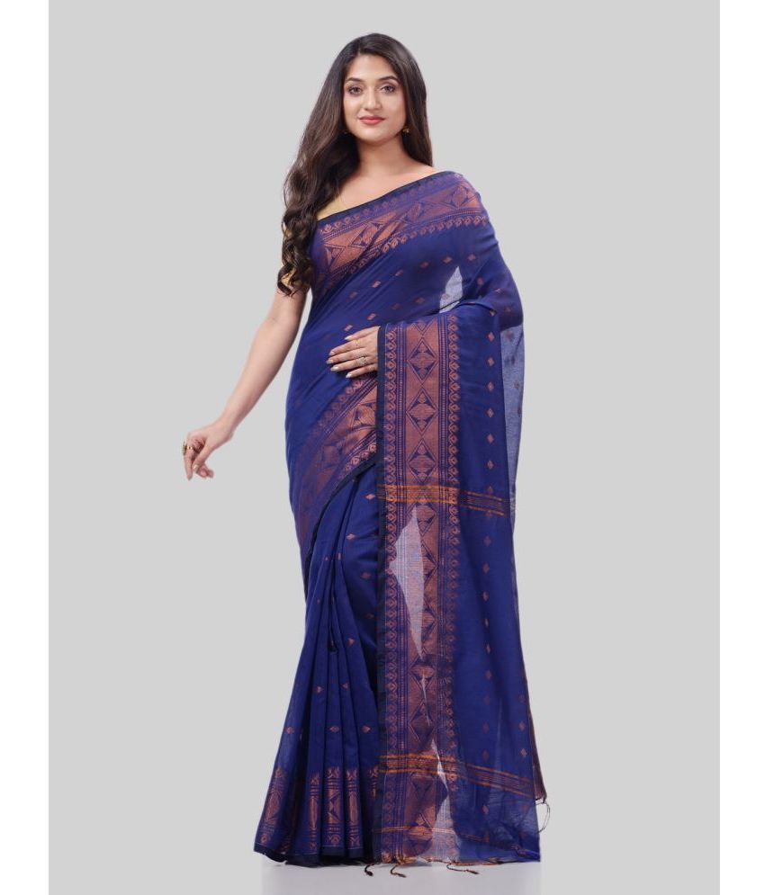     			Desh Bidesh - Blue Cotton Silk Saree With Blouse Piece ( Pack of 1 )